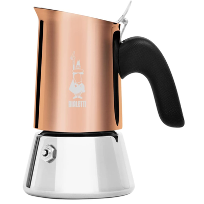 Bialetti Venus Espressokocher aus Edelstahl in der Gesamtansicht mit ergonomischem Griff für Speciality Coffee.