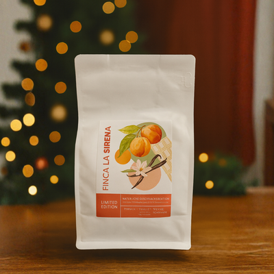 Spezialitätenkaffee Finca La Sirena aus Kolumbien mit osmotischer Dehydrierung und Pfirsich.