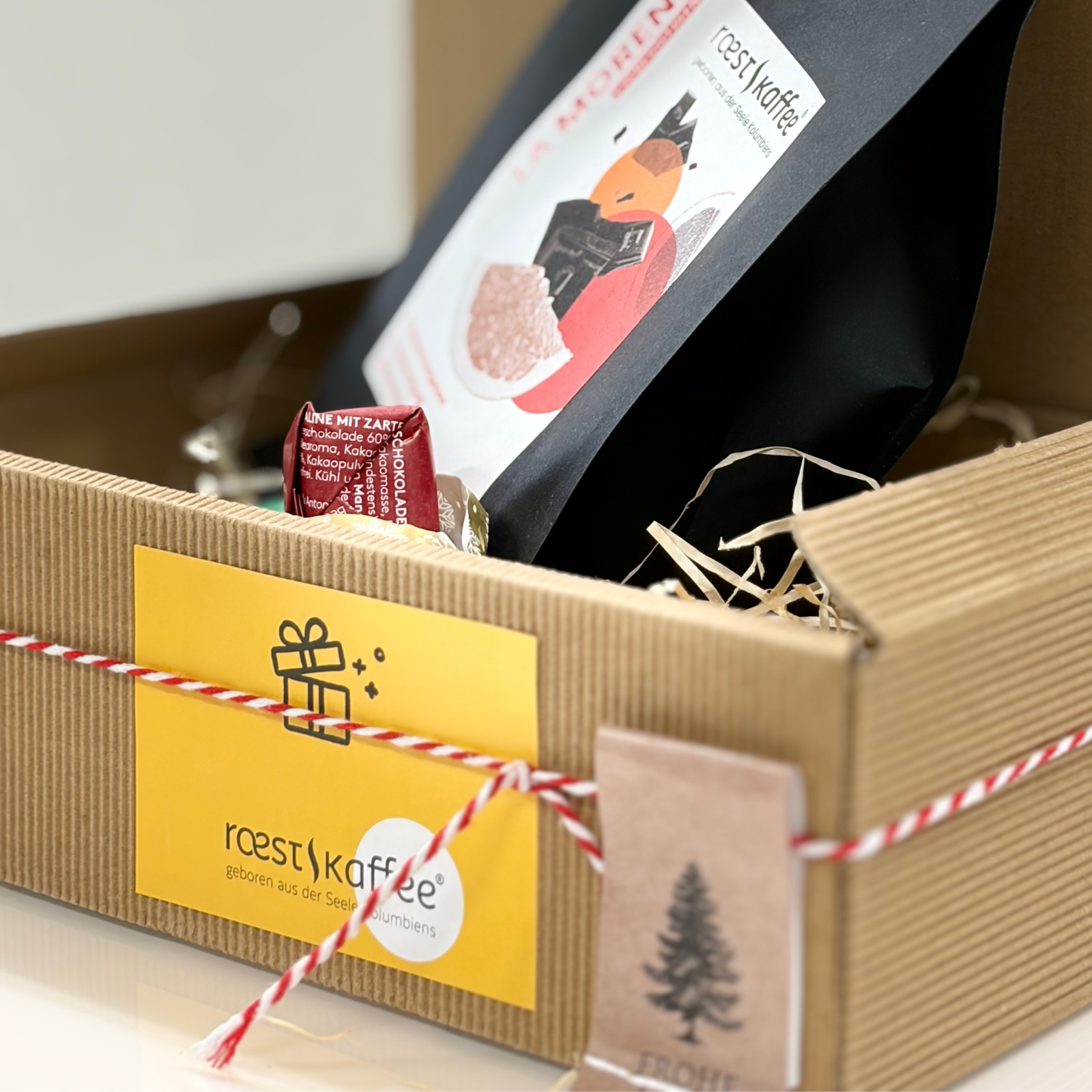 Kaffeepackung La Morena mit Tartufi im La Niña Geschenkset – perfekte kleine Aufmerksamkeit für Kaffeeliebhaber.