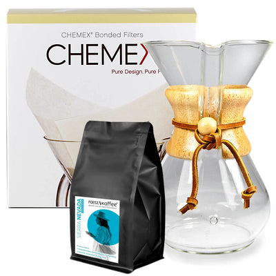Chemex inkl. Filterpapier und 250g Kaffee - roestkaffee - Zubehör - spezialitätenkaffee
