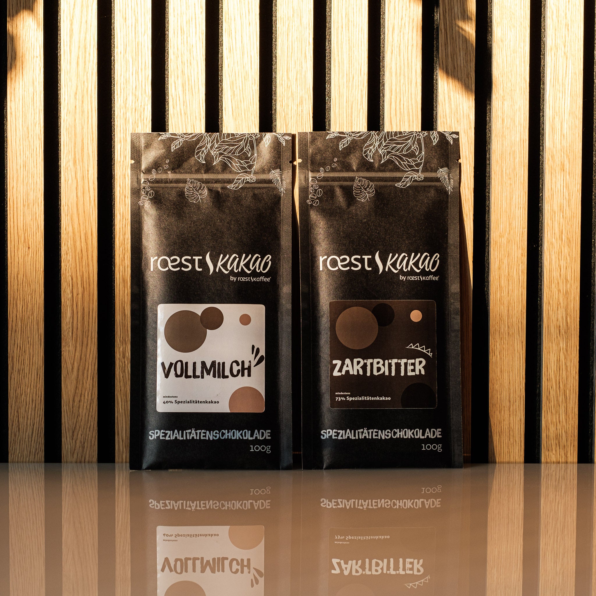 roestkakao Spezialitätenschokolade Vollmilch und Zartbitter
